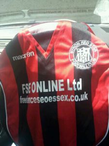 A picture of Byron Red Star's latest football kit with our FSE details