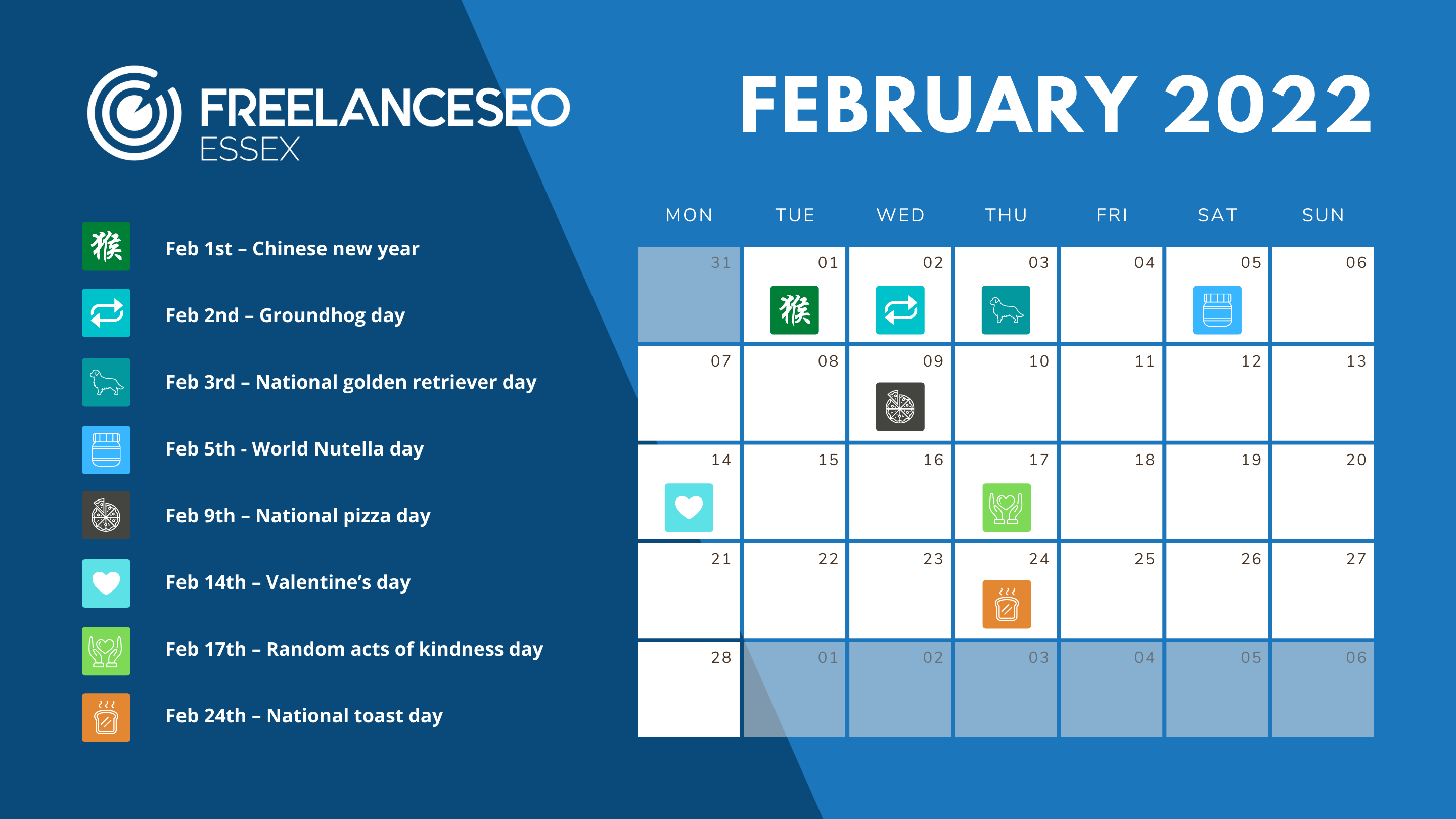 February 2022 - social calendar dates