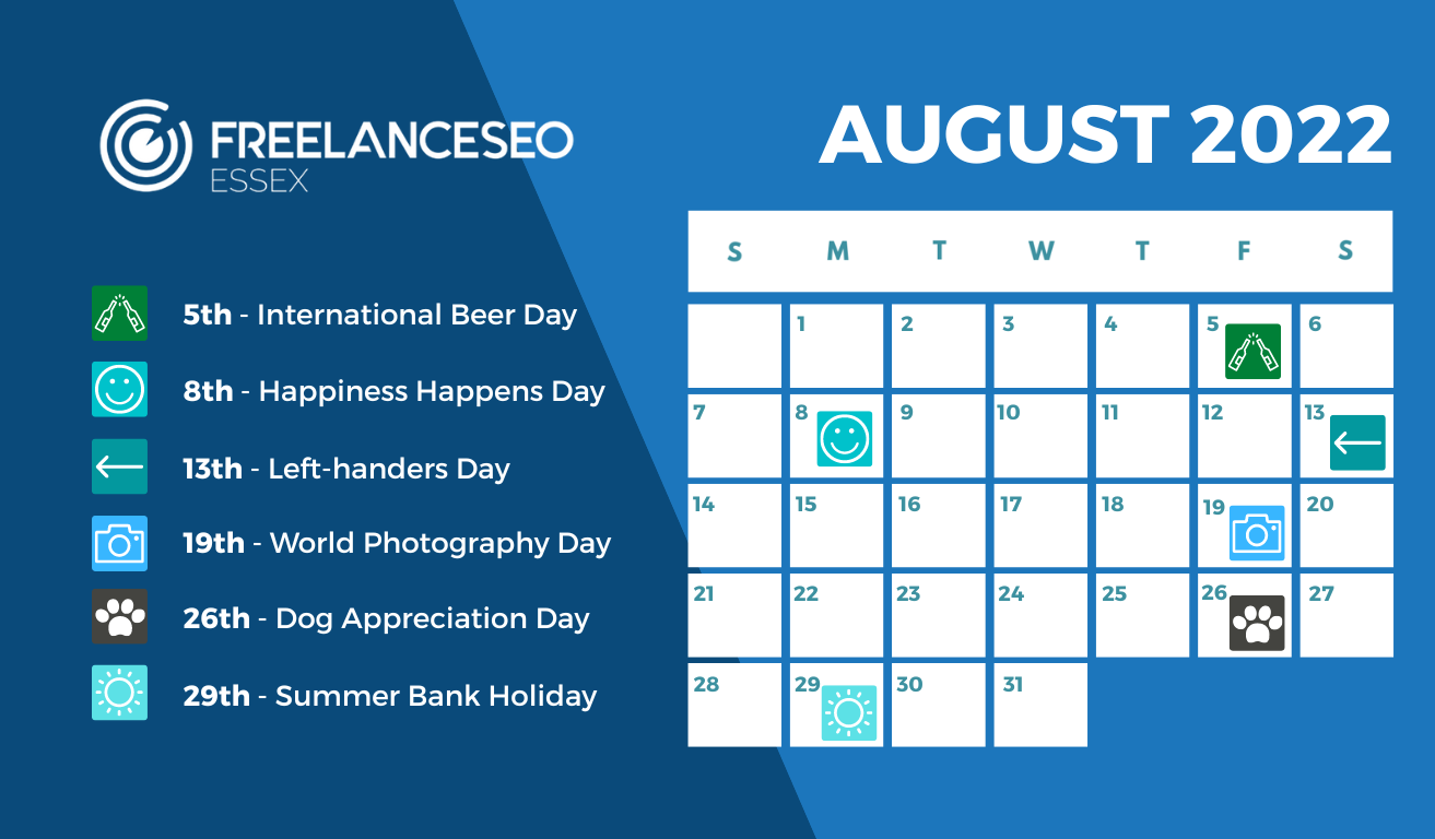 August 2022 - social calendar dates